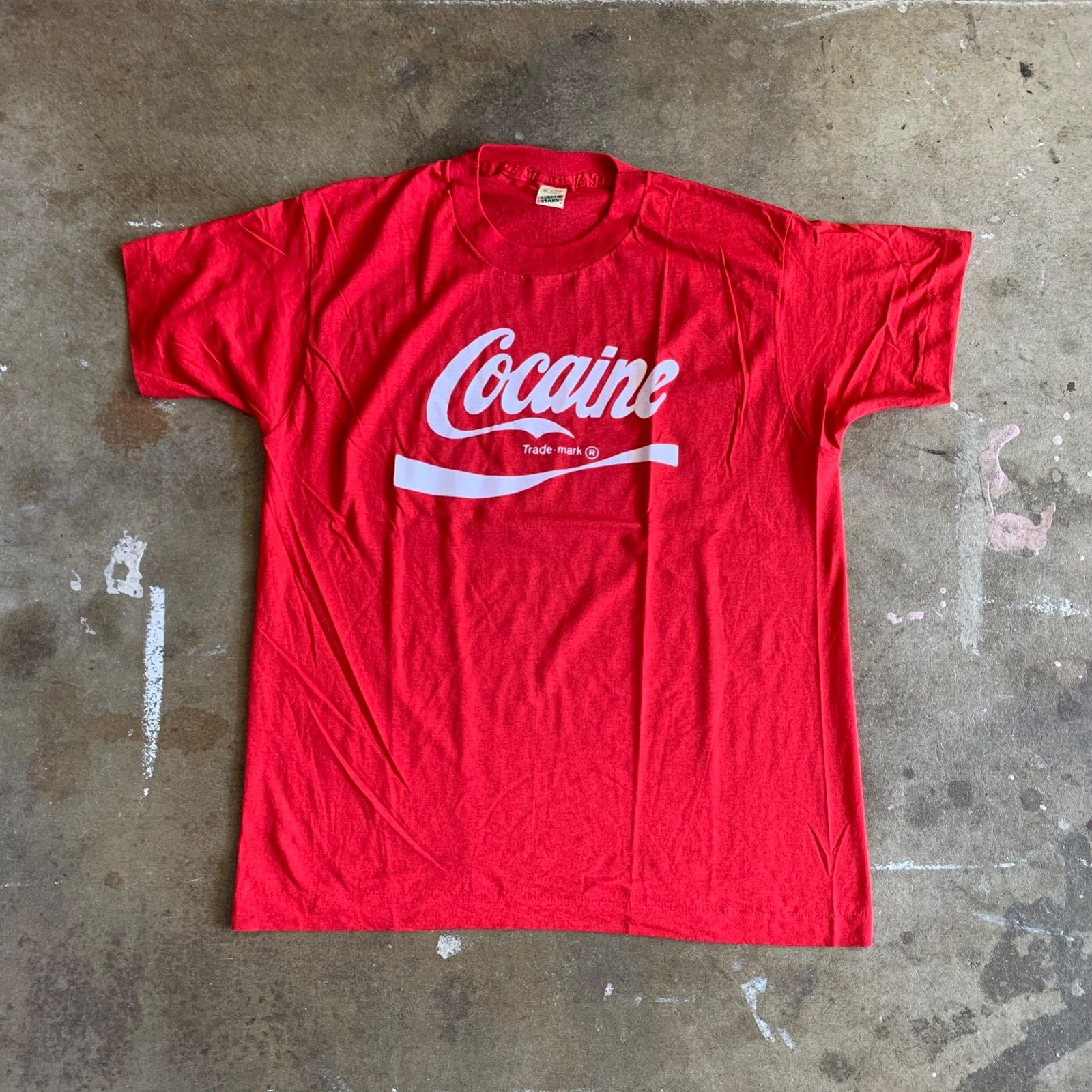 80s VINTAGE COCA COLA PARODY COCAINE T-SHIRT MEN SZ L COKE 80s VINTAGE COCA COLA PARODY COCAINE T-SHIRT MEN SZ L COKE