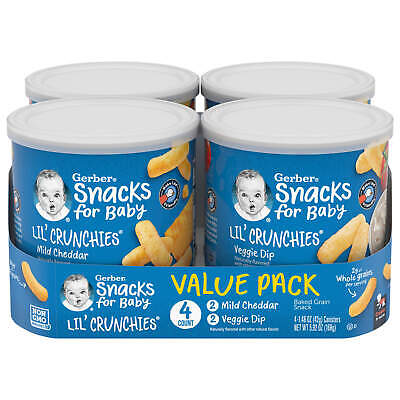 Snacks for Baby, Lil' Crunchies, Baked Grain Snack, 8+ Months, Mild Cheddar and
