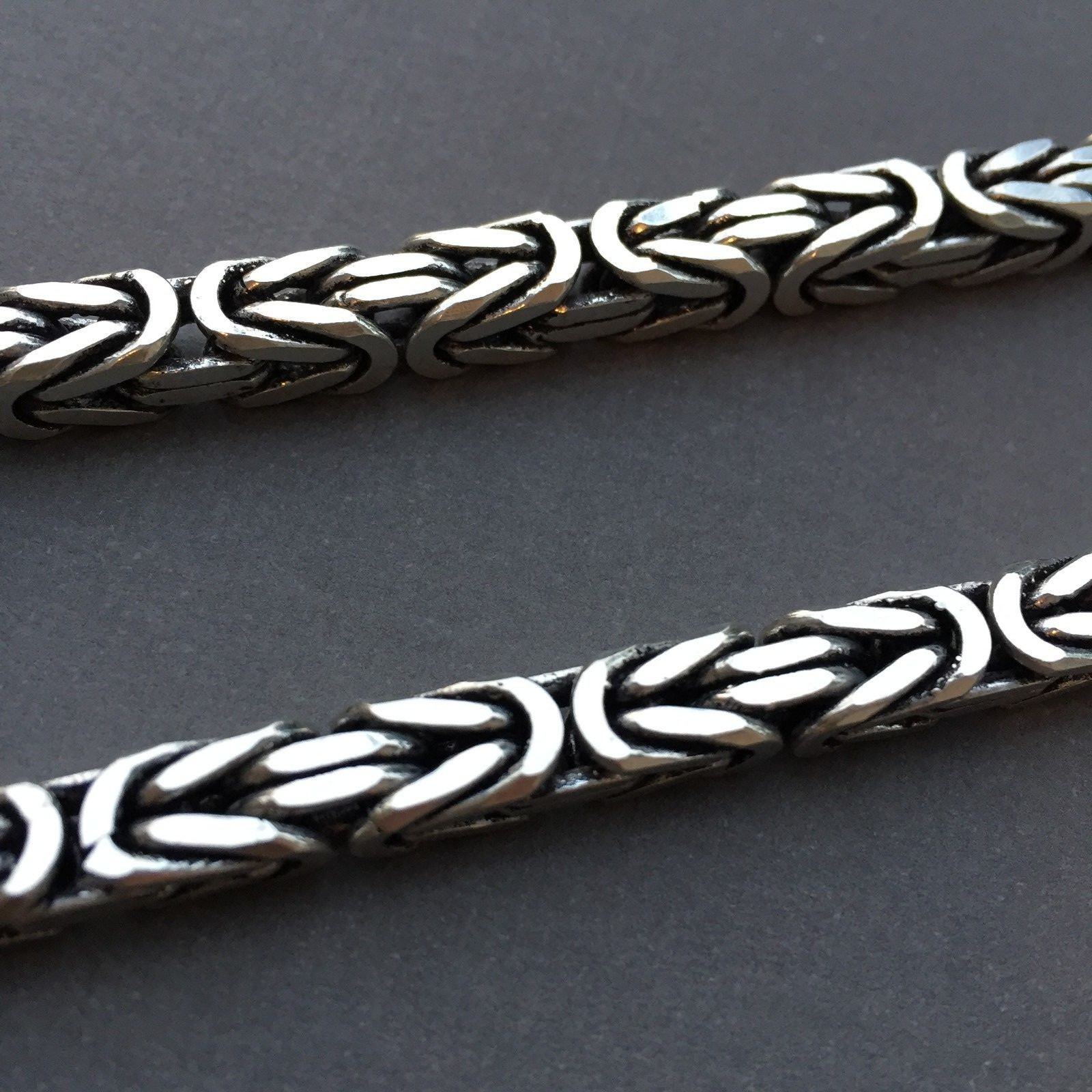 Pre-owned Handmade 8mm 925 Sterling Silver Bali Byzantine Viking Chain Necklace 149 Gr 20 Inch