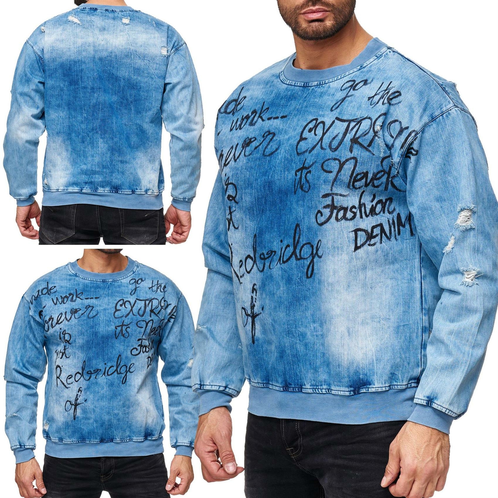 denim blue sweatshirt