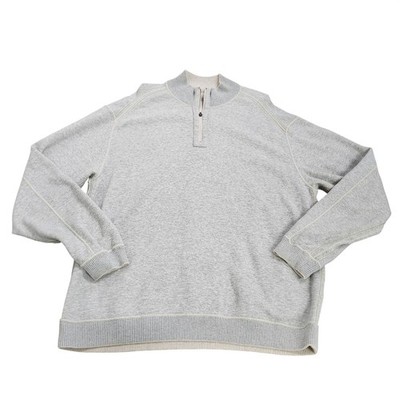 Tommy Bahama Mens Gray Heather Quarter Zip Pullover Sweater Mock Neck XL