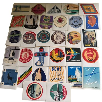 Vintage Style Travel Luggage Label Sticker Set Laughing Elephant Hotels Airlines