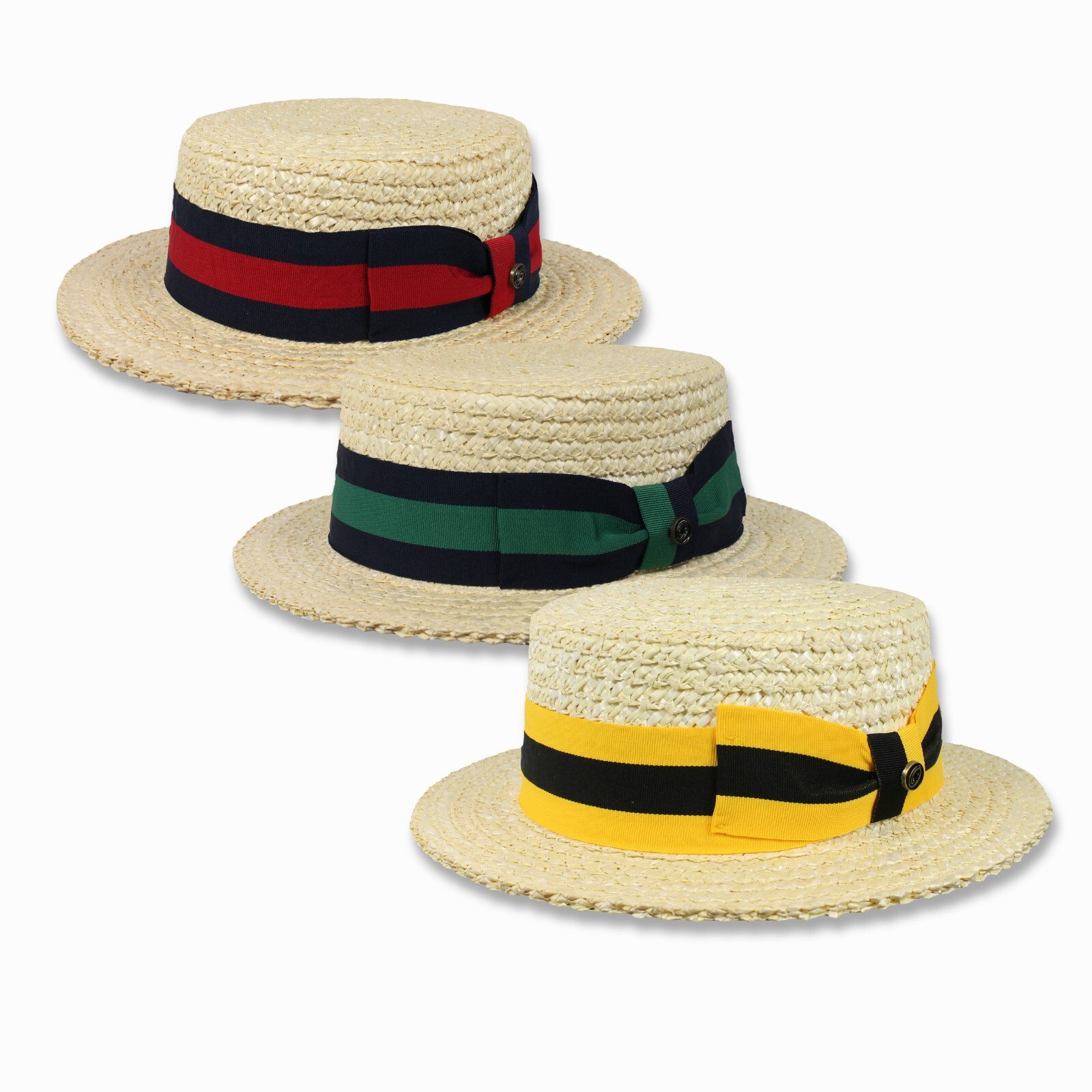 即購入ok！！the barnnet Straw Boater Hat Men's Straw Boater Hat Skimmer Barbershop Sailor Size S M L