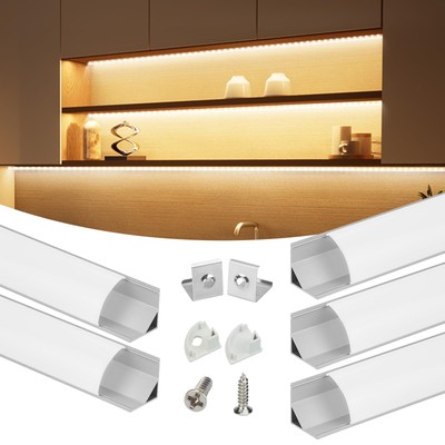 Muzata 5Pack 3.3FT/1M V Shape LED Channel with Milky White Cover Frosted Silv...