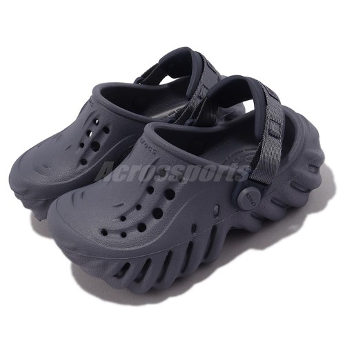 

Crocs Echo Clog T Storm Темно-синие тапочки без шнурков для малышей и младенцев 208191-4EA, Серый, Echo Clog T