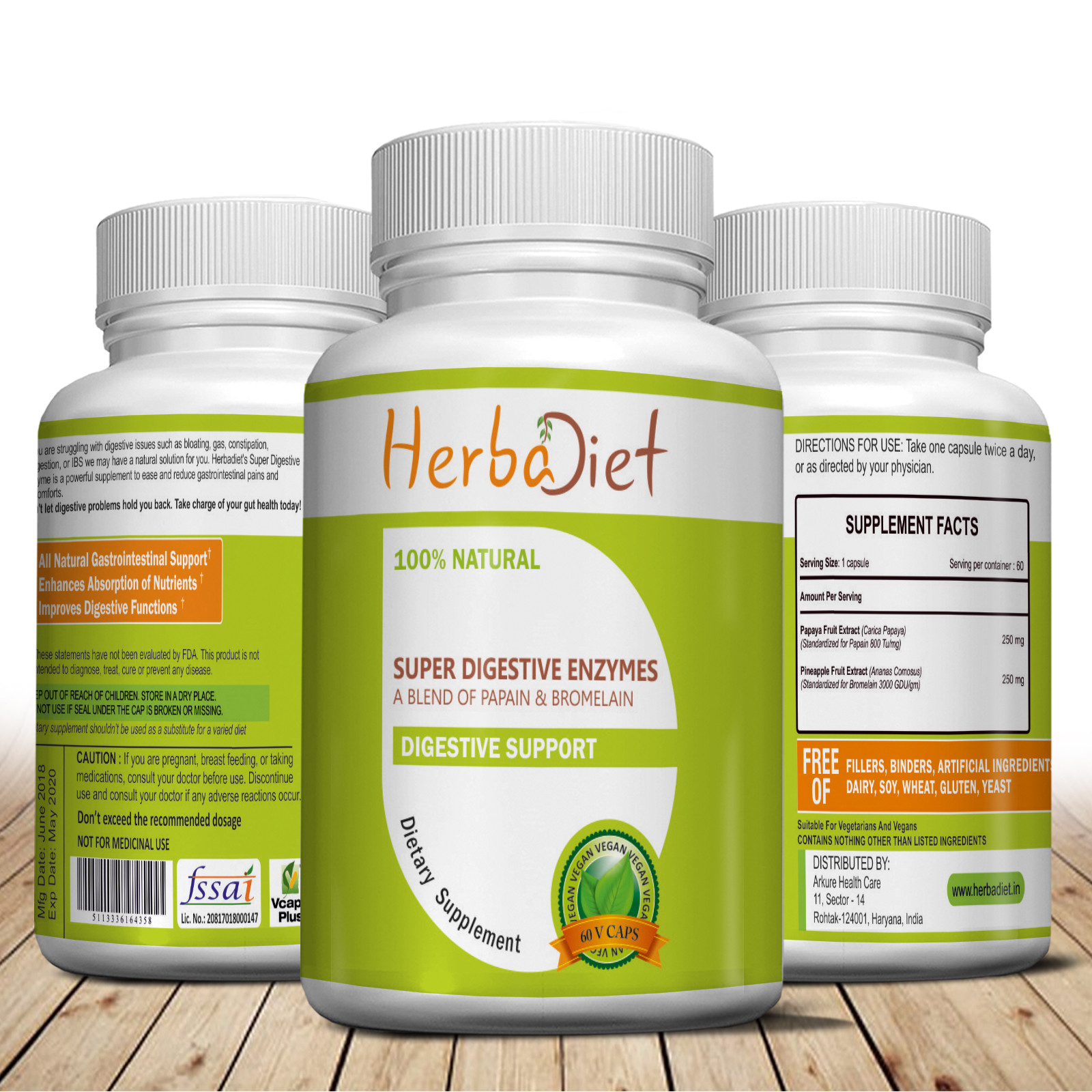 Bromelain 3000 & Papain Extract 500mg Capsules Powerful Digestive