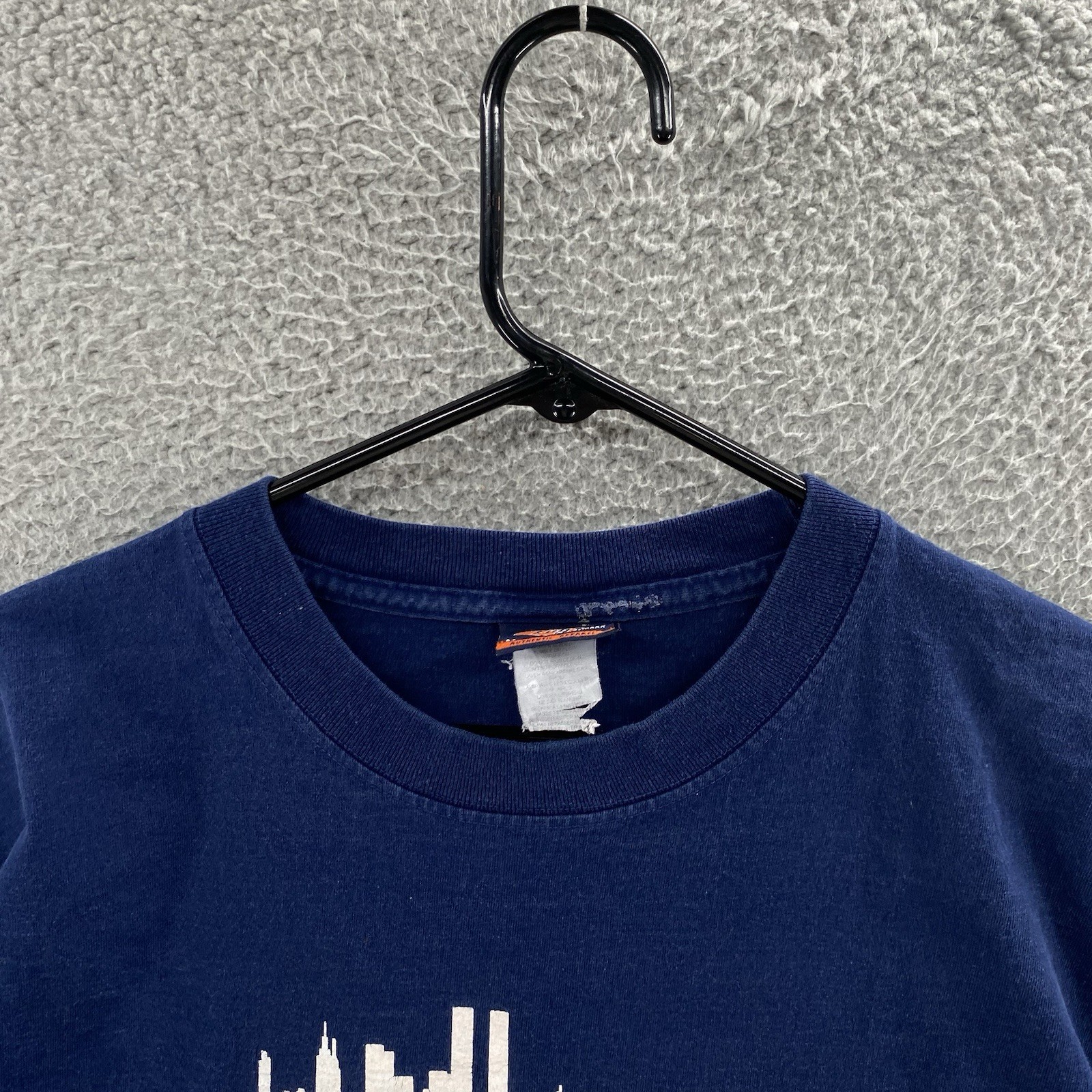 VINTAGE Lugz T Shirt Men Extra Large Blue Big Spellout Logo Street Hip Hop Y2K