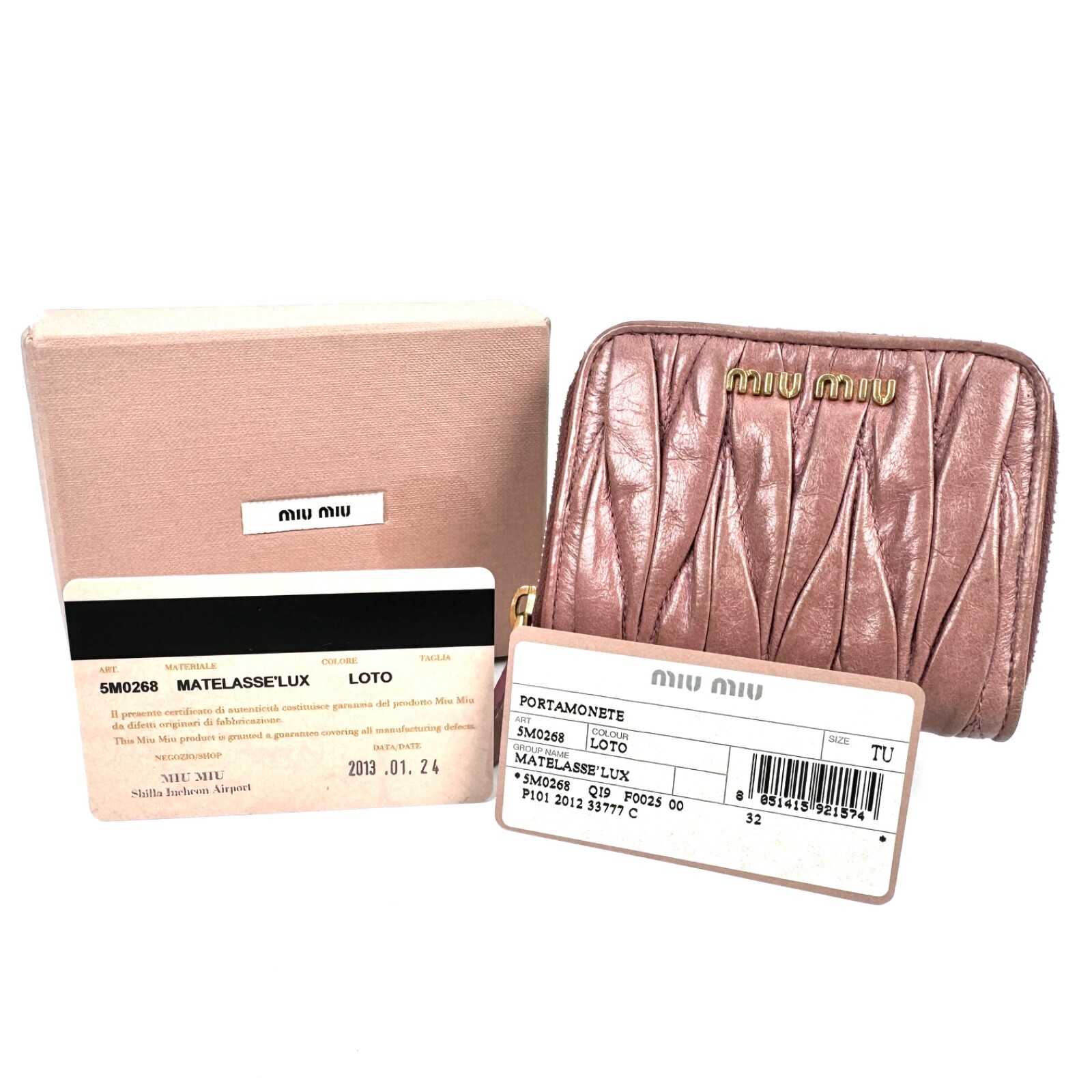 【MIU MIU】MATERASE WALLET AUTH MIU MIU METALASSE NAPPA BI-FOLD FLAP COMPACT LEATHER