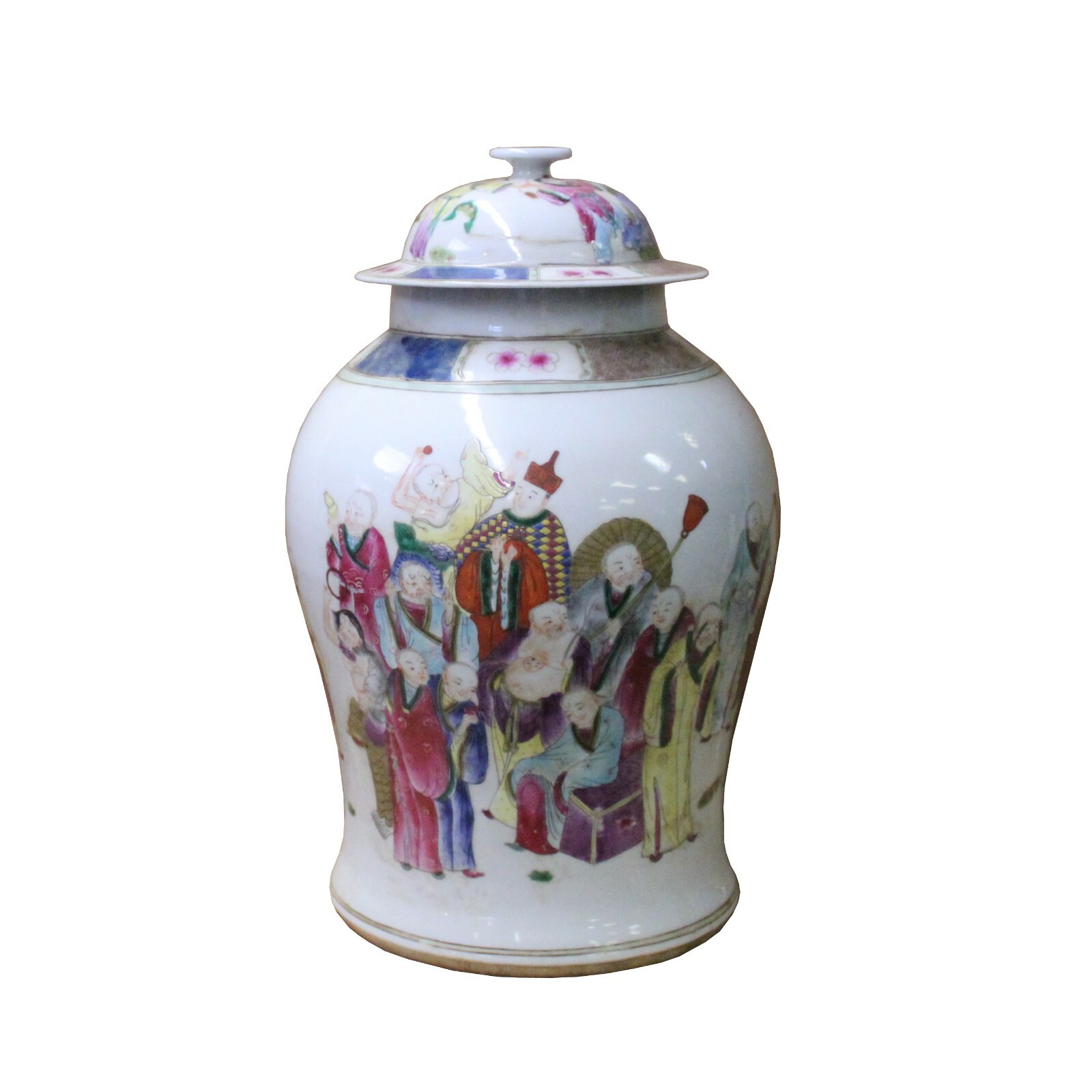 Chinese Distressed White Porcelain Eighteen Arhats Luohan Temple Jar ws1617S Chinese Distressed White Porcelain Eighteen Arhats Luohan Temple Jar ws1617S