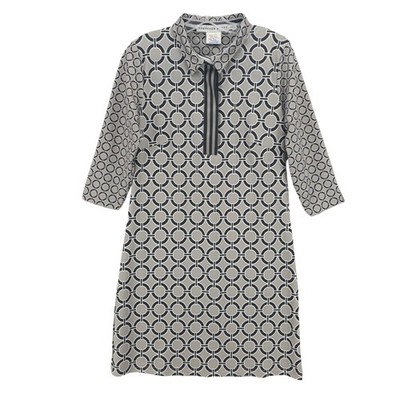 GRETCHEN SCOTT Everywhere Dress Gray Geometric Pattern 3/4 Sleeve Stretch SMALL