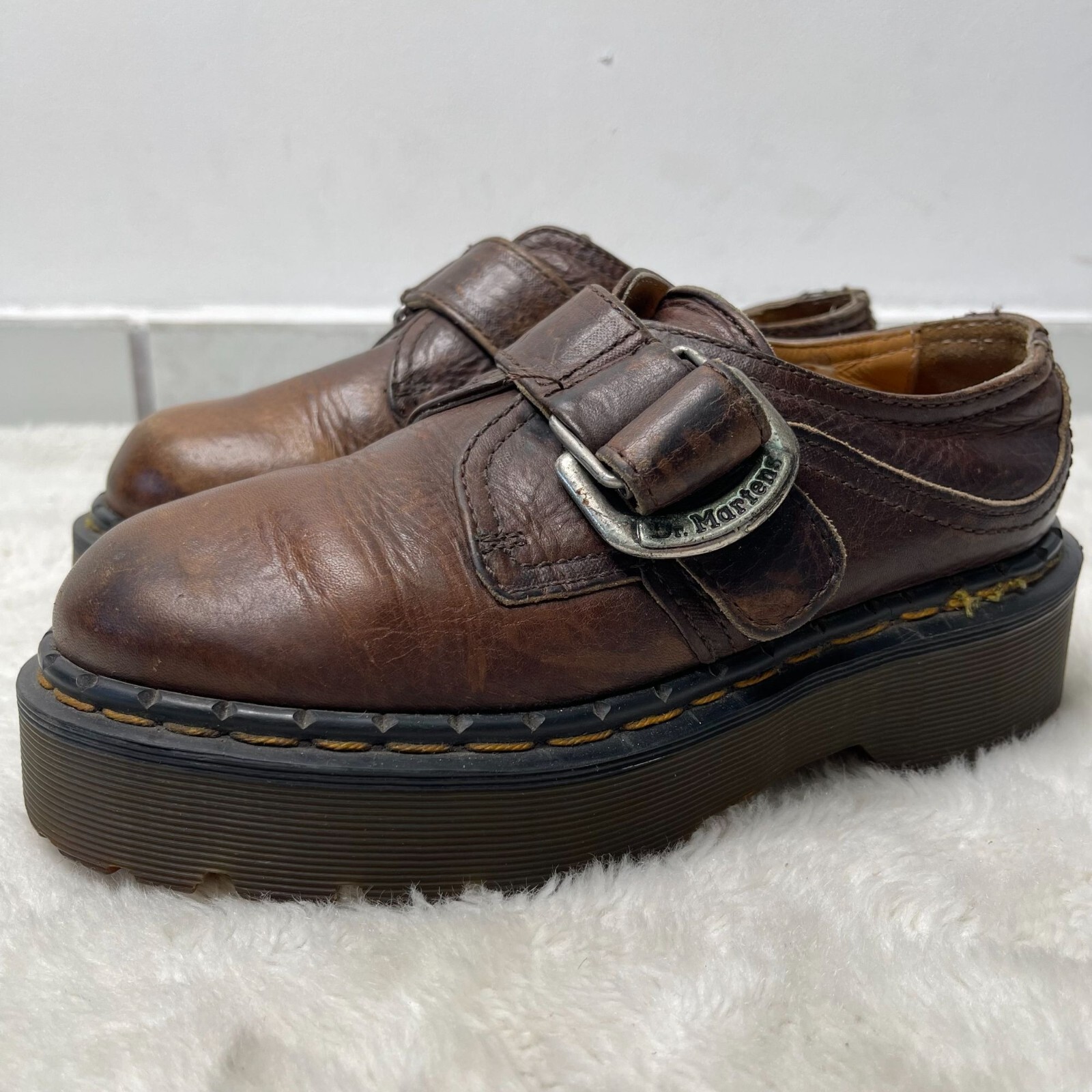 EaSYUR！様Dr.MartensCOMMEdesGARCONSHOMME Dr Martens #8314 Kid's Brown Super Chunky Platform Monk