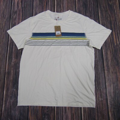 Marine Layer NEW NWT Mens Medium White Striped Sport Crewneck Tee T Shirt Gym