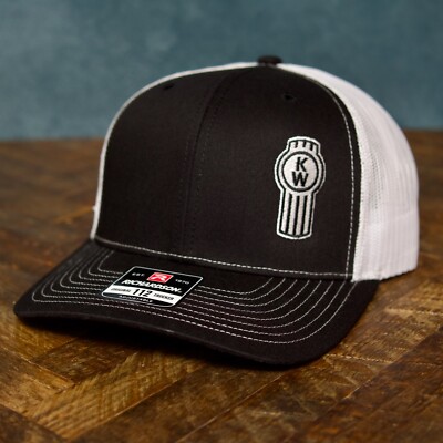 NEW - Kenworth Richardson 112 Black/White Trucker Cap Hat Snapback Embroidered