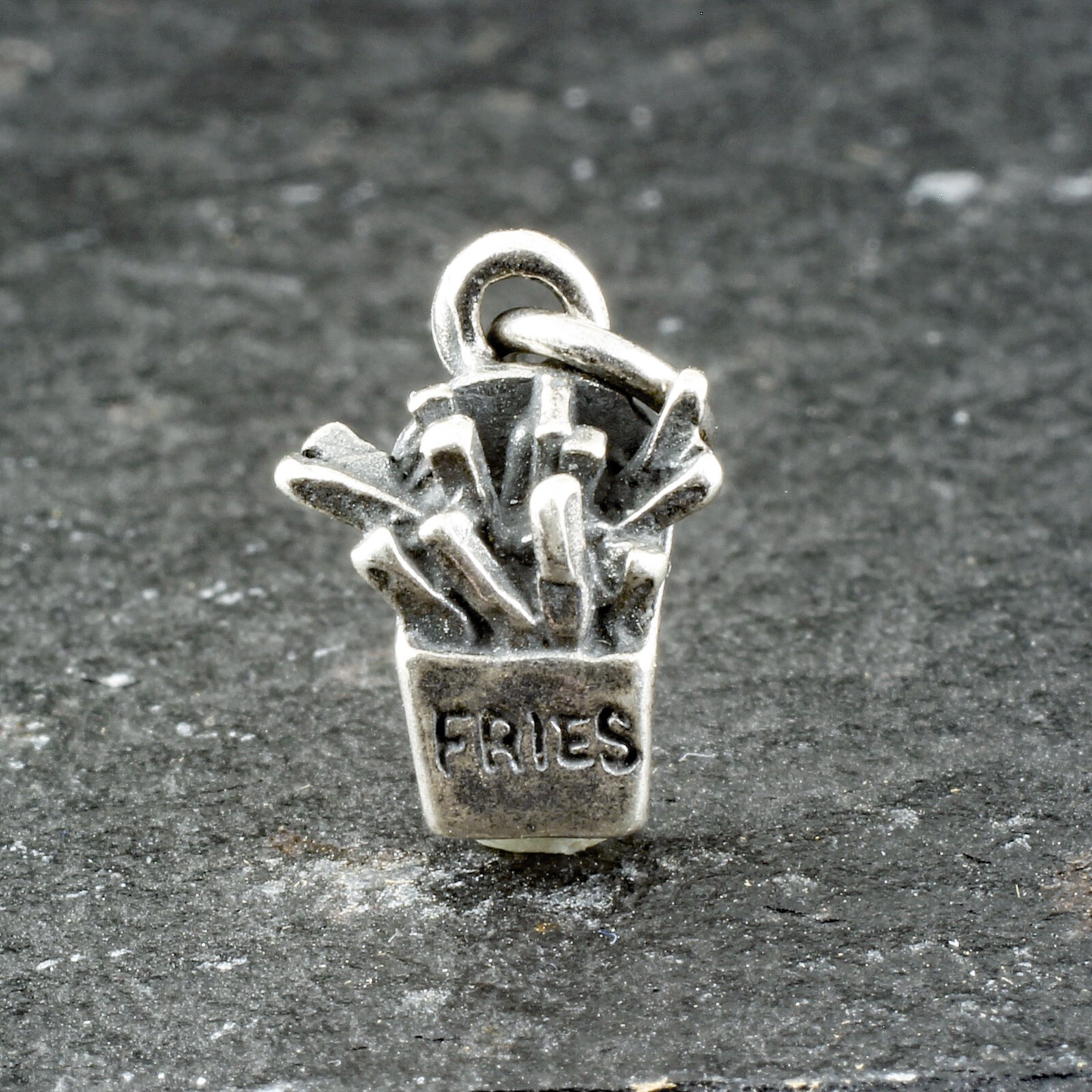 Genuine 925 Sterling Silver 3D French Fries Fry Charm Pendant