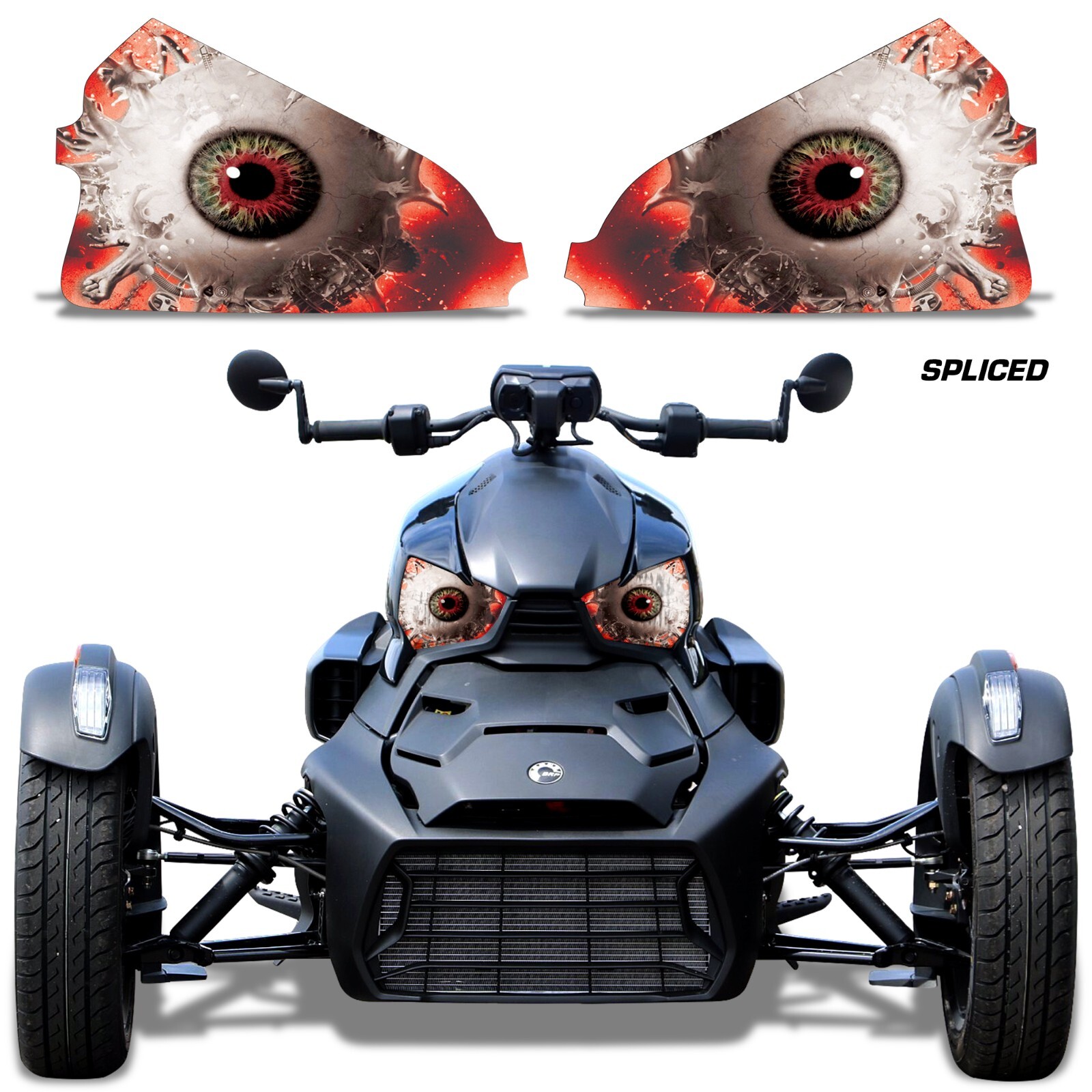 AM Acing Oadste Headlight Eye Gaphics Decal Cove Fo Can Am Ryker 2019 2022 Corrupt Red B09ysvzjt3