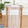Pearl Tulle Table Runner Sheer Fabric Set of 6 White Lace Table Runners 29x120 Inch Boho Rustic Desk Centerpieces for Bridal Shower Birthday Party Wedding Arch Aisle Veil Dessert Table Decor