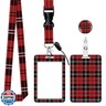 ID Badge Holder with Retractable Badge Reel Clip and Lanyard, Cute Card Name Tag Lanyard Vertical ID Protector Bage Clips for Nurse Doctor Teacher Student (Tartan Plaid)