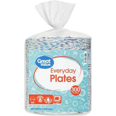Great Value Everyday Disposable Paper Plates, 8.5 in, 300ct