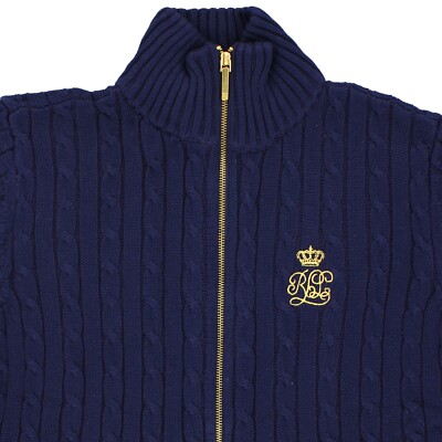 Ralph Lauren Women's Sweater, Cable Knit with Monogrammed Logo, Sweater/Jacket