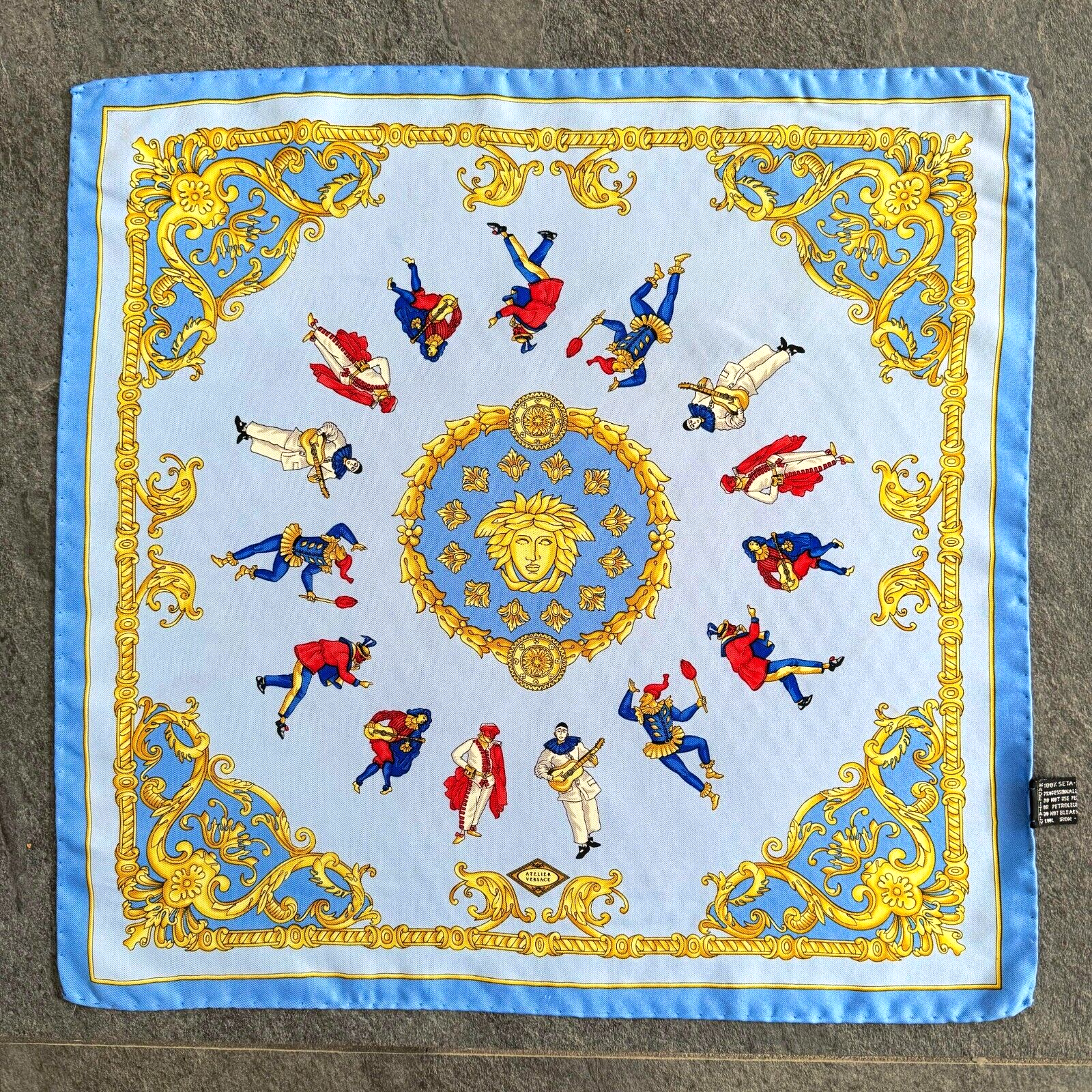 GIANNI VERSACE silk neck scarf Baroque Medusa Italian masks