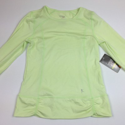 Danskin Now Performance Girls Long Sleeve Thumb Holes Dri More Tee Neon Green Lg