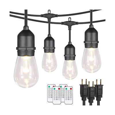Mlambert 3 Pack 3-Color in 1 48Ft LED Dimmable Outdoor String Lights with Rem...
