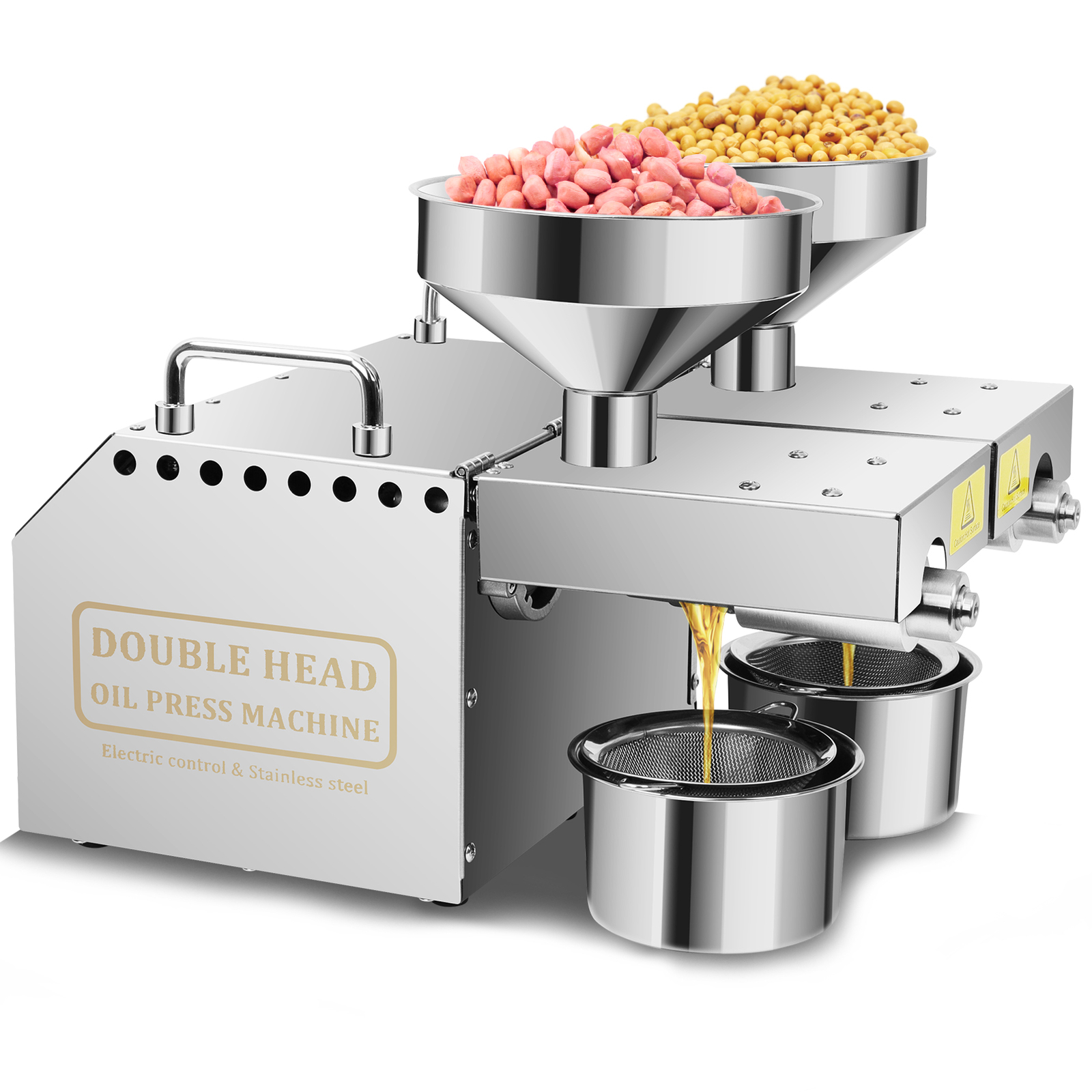 Press Machine Stainless Steel Oil Extractor Cold Oil Presser Double Outlets
