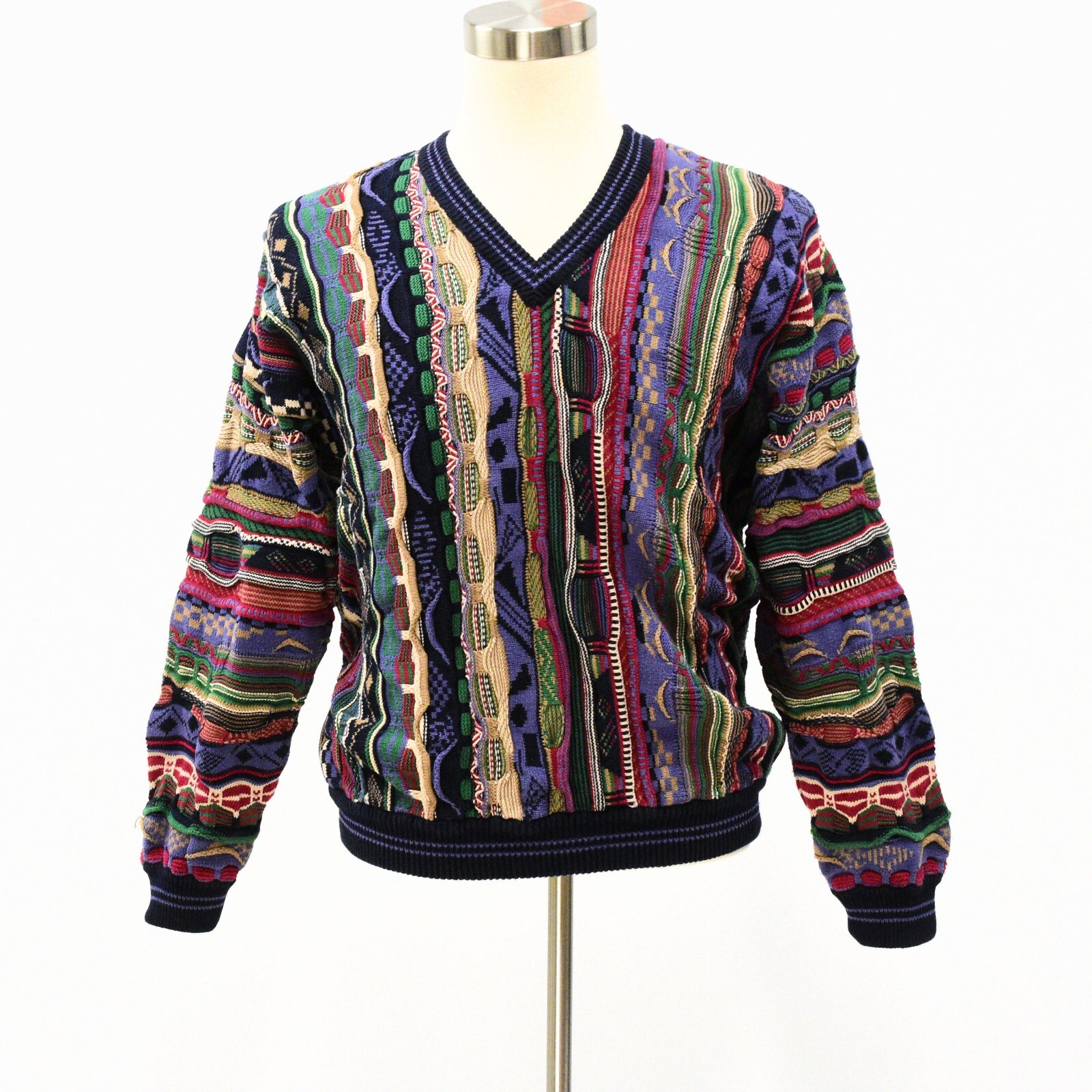 90s Vintage Cotton Traders Coogi Style Sweater V Neck Bold 90s Vintage Cotton Traders Coogi Style Sweater V Neck Bold