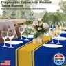 LIKAJON 4 Pack Blue and Gold Tablecloth Party Decorations Plastic Blue Tablecloth Printed Gold Table Runner 54 x108 Inch Disposable Rectangle Table Cover for Birthday Wedding Graduation Anniversary