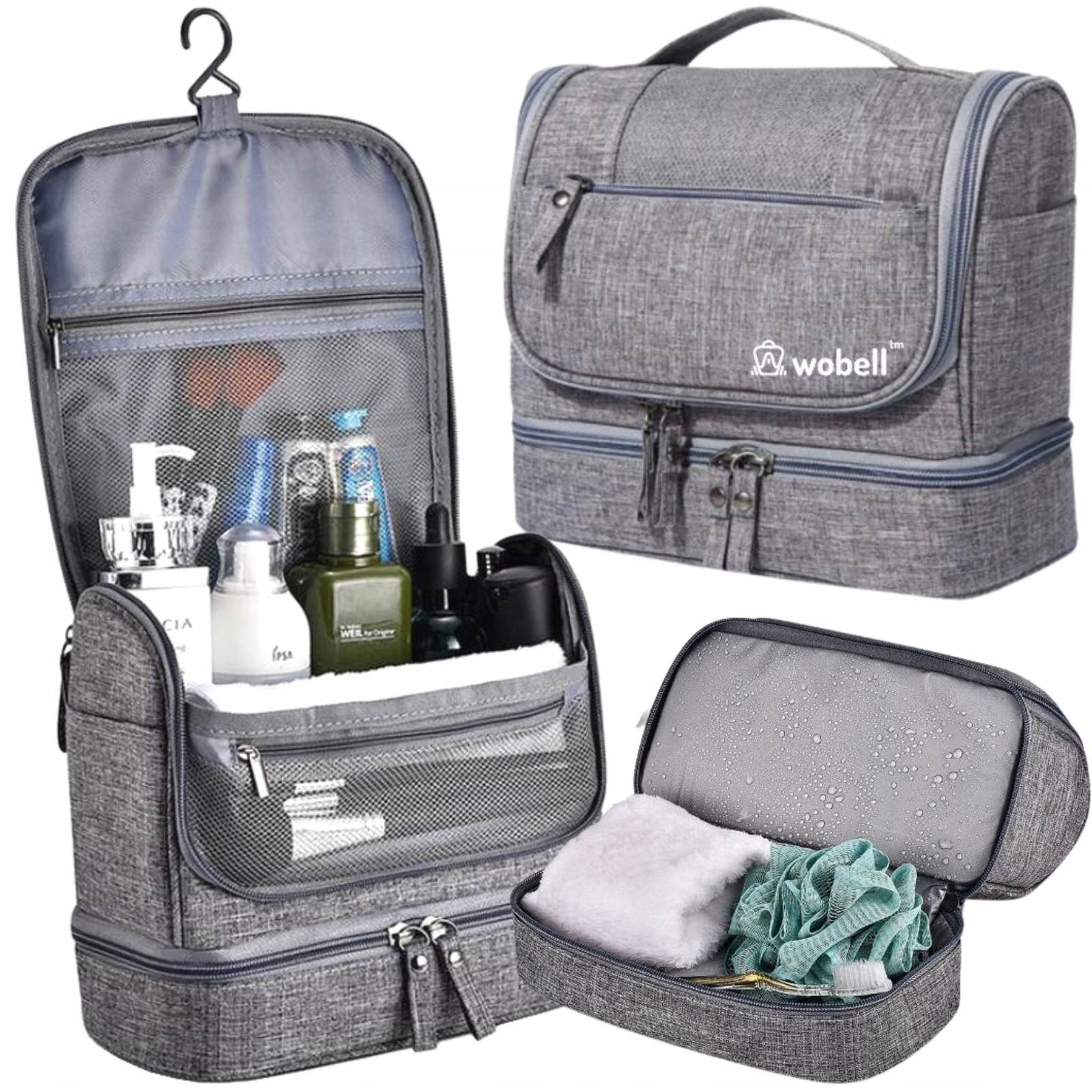INVODA 2 Wasserdichte Reisetaschen – Kosmetiktasche & Kulturbeutel, 22x18x8 Cm, Mit Trennwänden – Perfekt Für Reisen