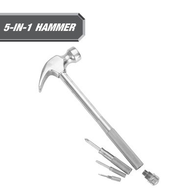 aHyper Tough 5-in-1 Hammer and Screwdriver Set, 4 Screwdrivers and 1 Hammer