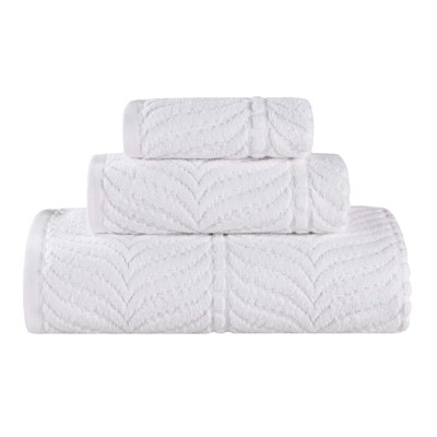 Superior Cotton Chevron 3 Piece Towel Set, Zero Twist, Quick Dry, Home Essent...