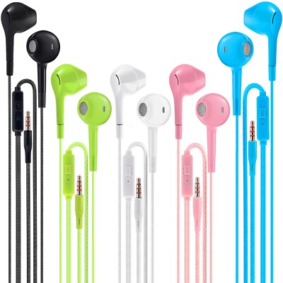 5pack Earbuds Headphones with Microphone, Noise Isolating Wired Earbuds