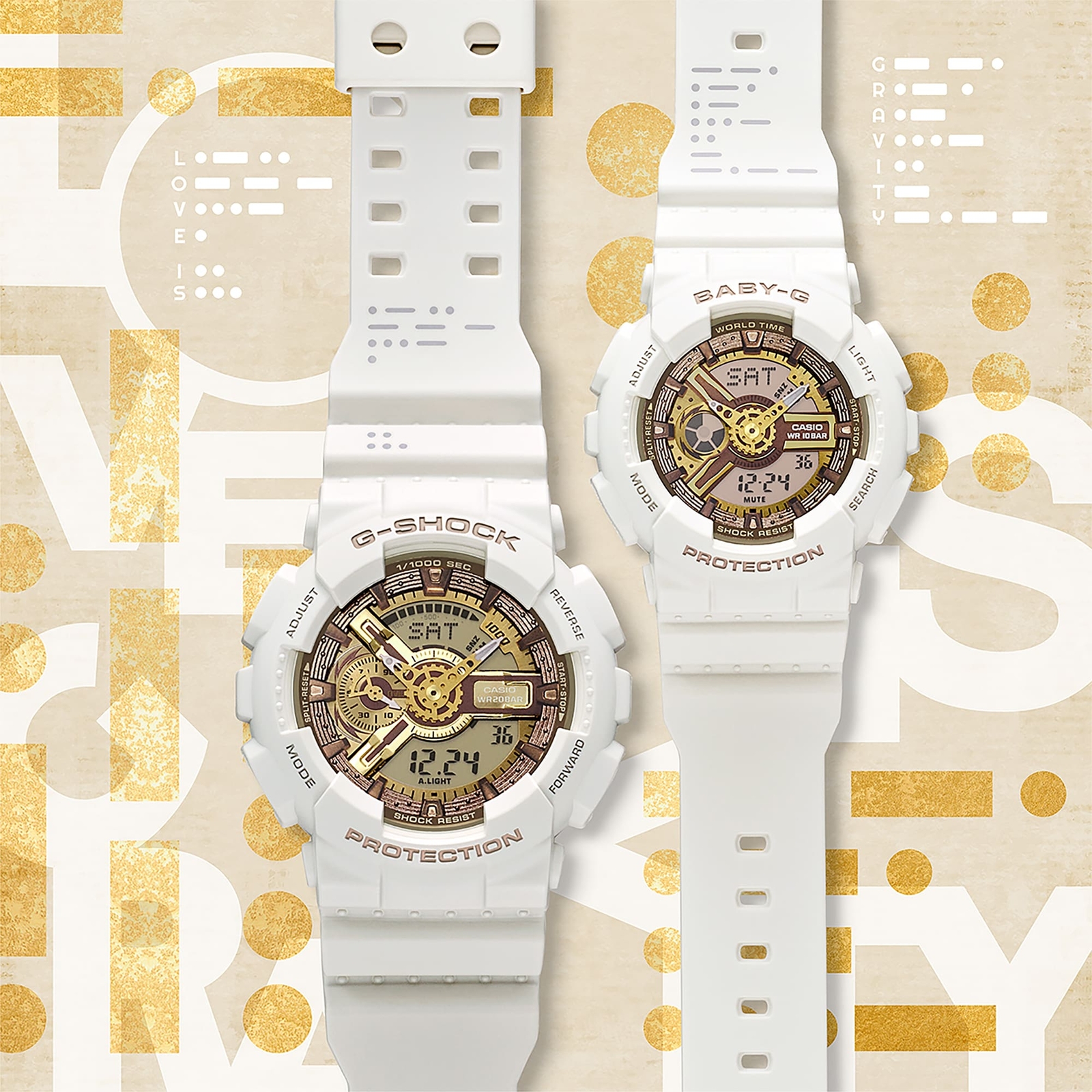 Pre-owned Casio Presents Lover's Collection 2022 Limited Lov-22a-7ajr White Pair Watch