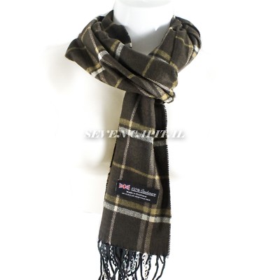Men Women Winter Warm 100% CASHMERE Scarf Solid Plaid Wool SCOTLAND Pashmina
