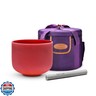 TOPFUND 432Hz Red C Note Crystal Singing Bowl Root Chakra 8 inch with Heavy Duty Carrying Case and Suede Mallet