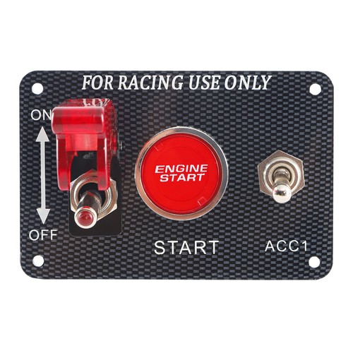 Carbon Ignition Button Switch Panel Engine Start Push LED 12V Toggle Racing Car