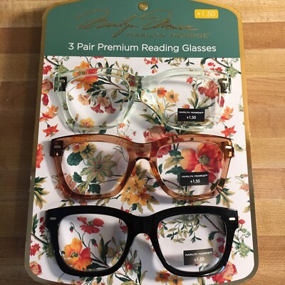 MARILYN MONROE PREMIUM 3-PACK READING GLASSES READERS +1.50 NEW