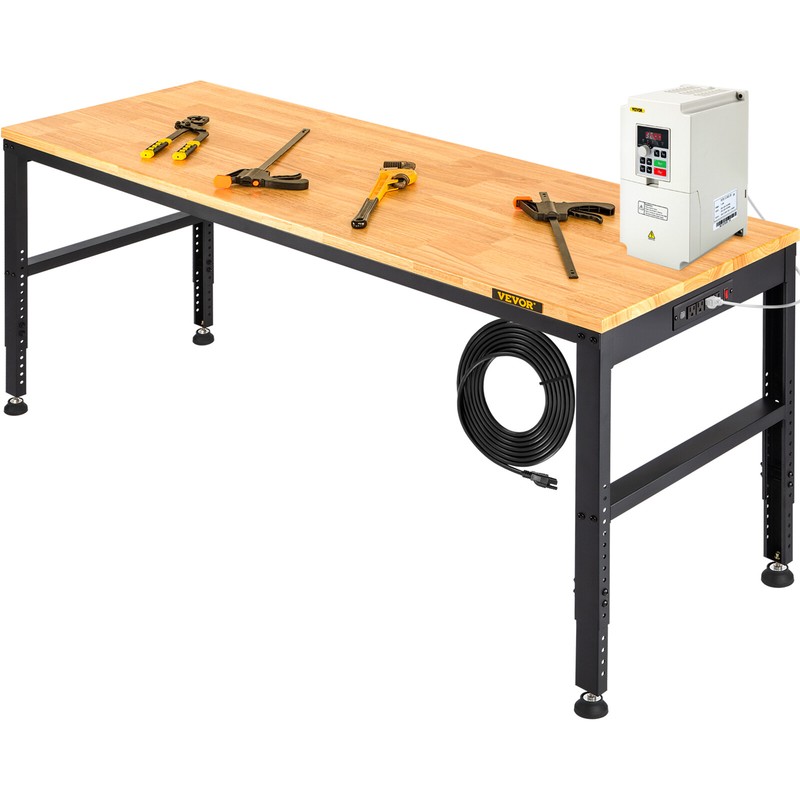 Adjustable Height Workbench 61"L x 20"W Work Bench Table w/