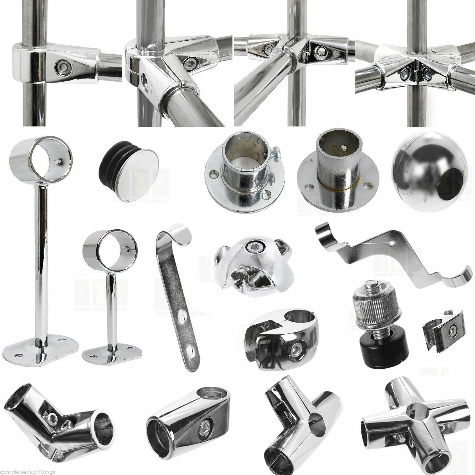 25mm NEW CLOTHES GARMENT RAIL WALK IN WARDROBE CHROME TUBING HANGING