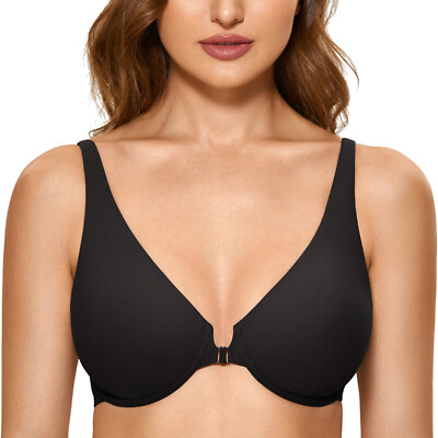 DELIMIRA Women's Front Closure Seamless Full Coverage Underwire Unlined Bra