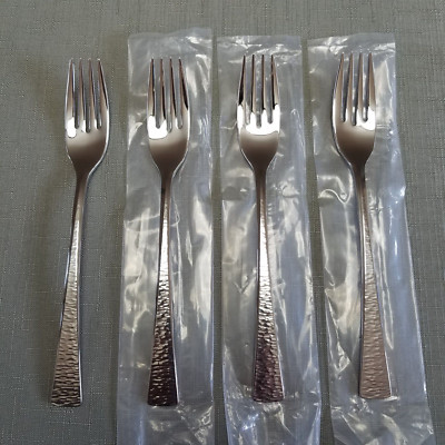 4-Gorham  BISCAYNE Salad Fork Hammered 18/10 NEW!