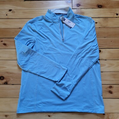 New Southern Tide Flanker 1/4 Zip Pullover Mens Medium Blue Performance Top Golf