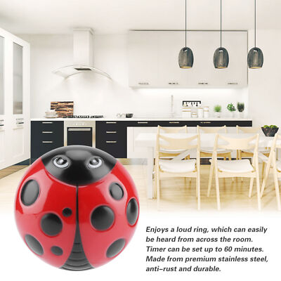 Kitchen Mechanical Timer 60 Minutes Cooking Countdown Reminder Ladybug Shaped