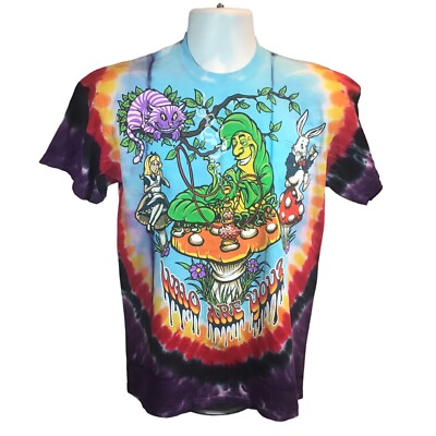 Liquid Blue Alice In Wonderland Tie Dye Graphic Tee Shirt Mens SZ M NWOT