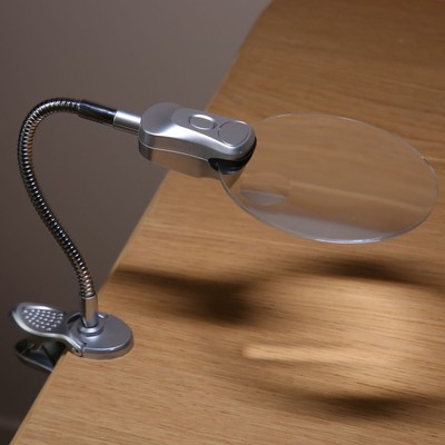 Magnifying Glass Clamp LED Light Gooseneck Desk Lamp Clamp For Reading Jewel BOO