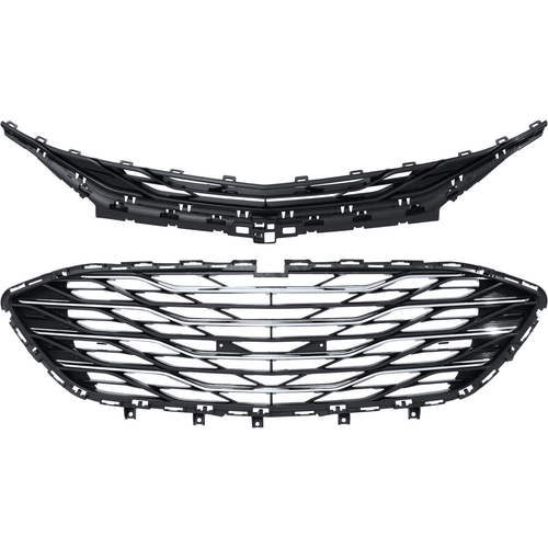 For Chevrolet Malibu 2019-2023 Front Bumper Upper Lower Grill Grille Chrome 3PCS