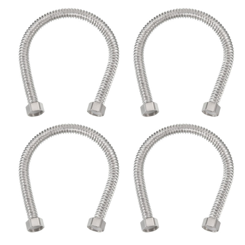 4Pcs G1/2 x 15.75 Inch Flexible Stainless Steel Corrugated Water Heater Hose