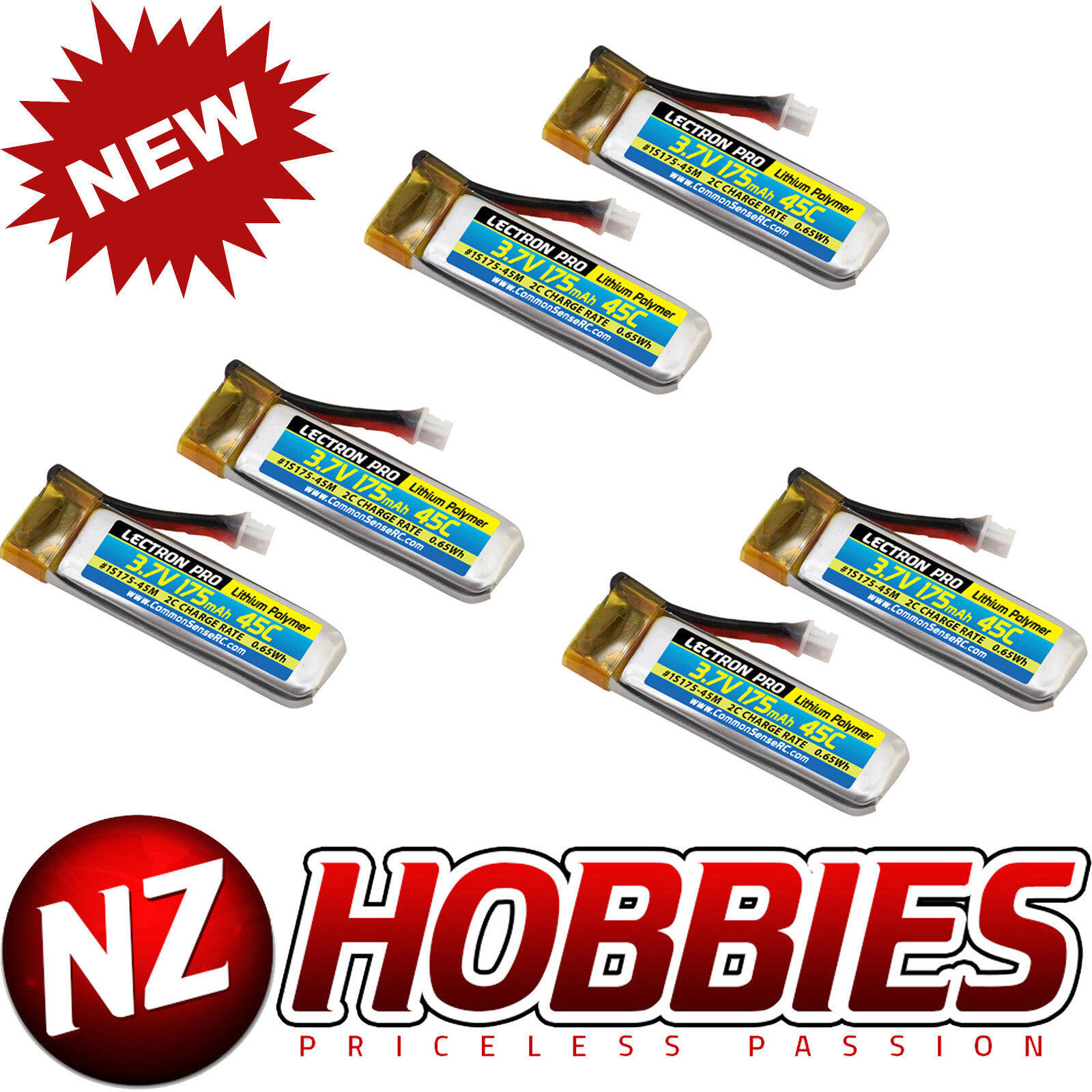 Lectron Pro 3.7V 175mAh 45C Lipo Battery 6-Packs for Blade 70S # 1S175-45M