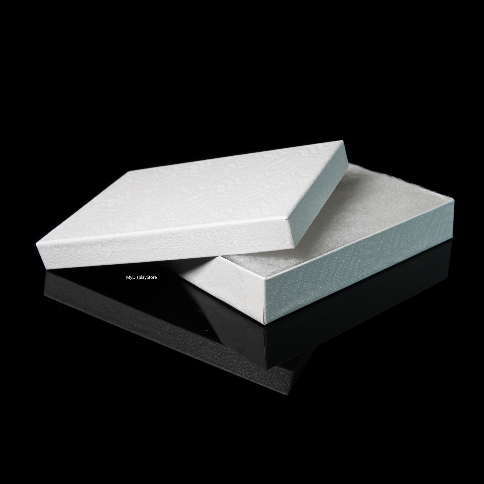 100 White Cotton Filled Jewelry Gift Boxes 5 3/8" x 3 7/8" x 1" H 